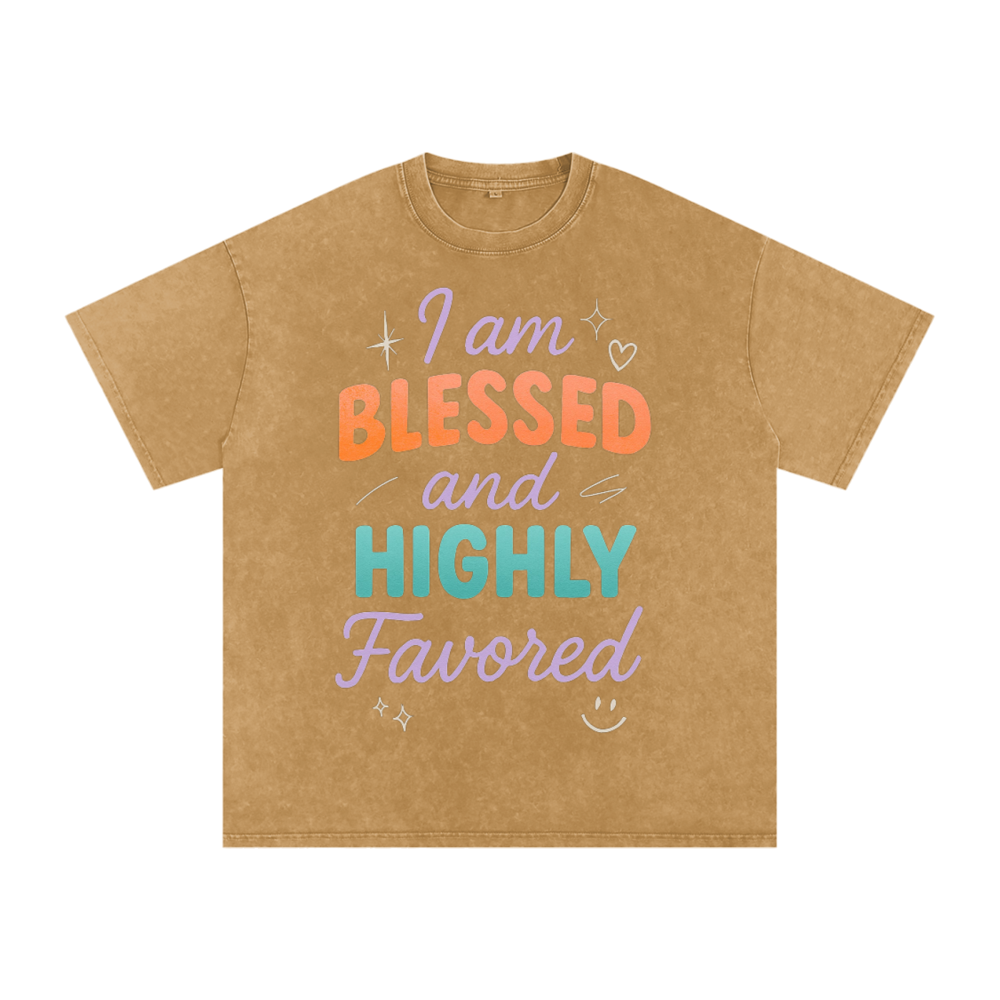 I Am Blessed and Highly Favored Snow Washed Oversized Cotton T-Shirt | Faith-Based |Christian Streetwear