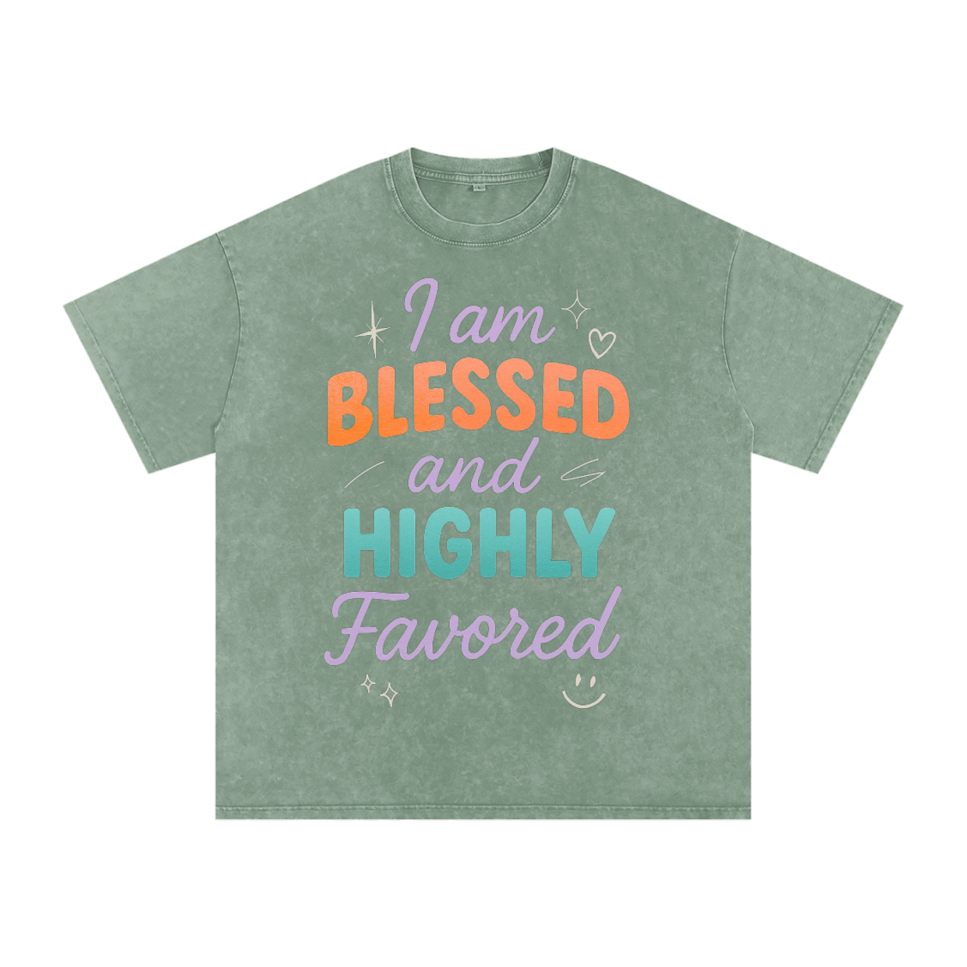 I Am Blessed and Highly Favored Snow Washed Oversized Cotton T-Shirt | Faith-Based |Christian Streetwear