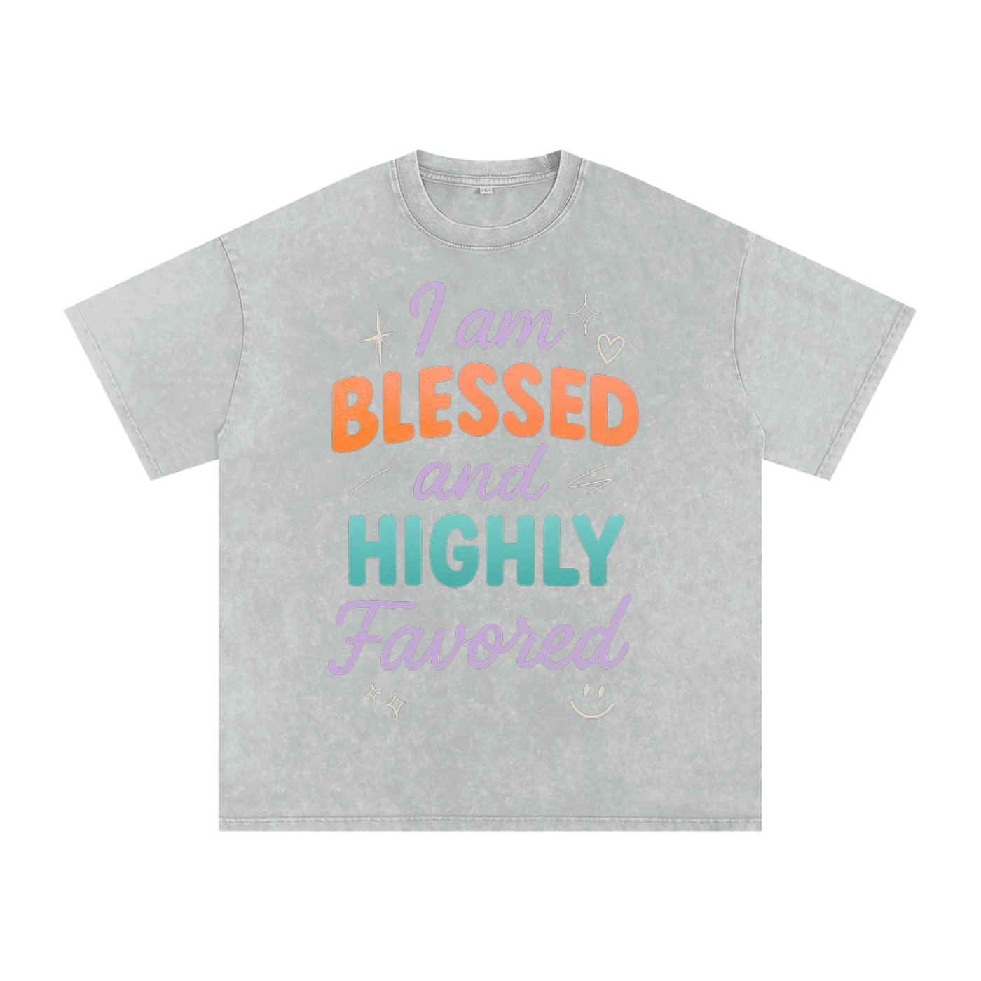 I Am Blessed and Highly Favored Snow Washed Oversized Cotton T-Shirt | Faith-Based |Christian Streetwear