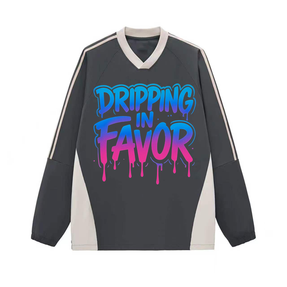 Dripping in Favor Colorblock V-neck Long Sleeve Shirt