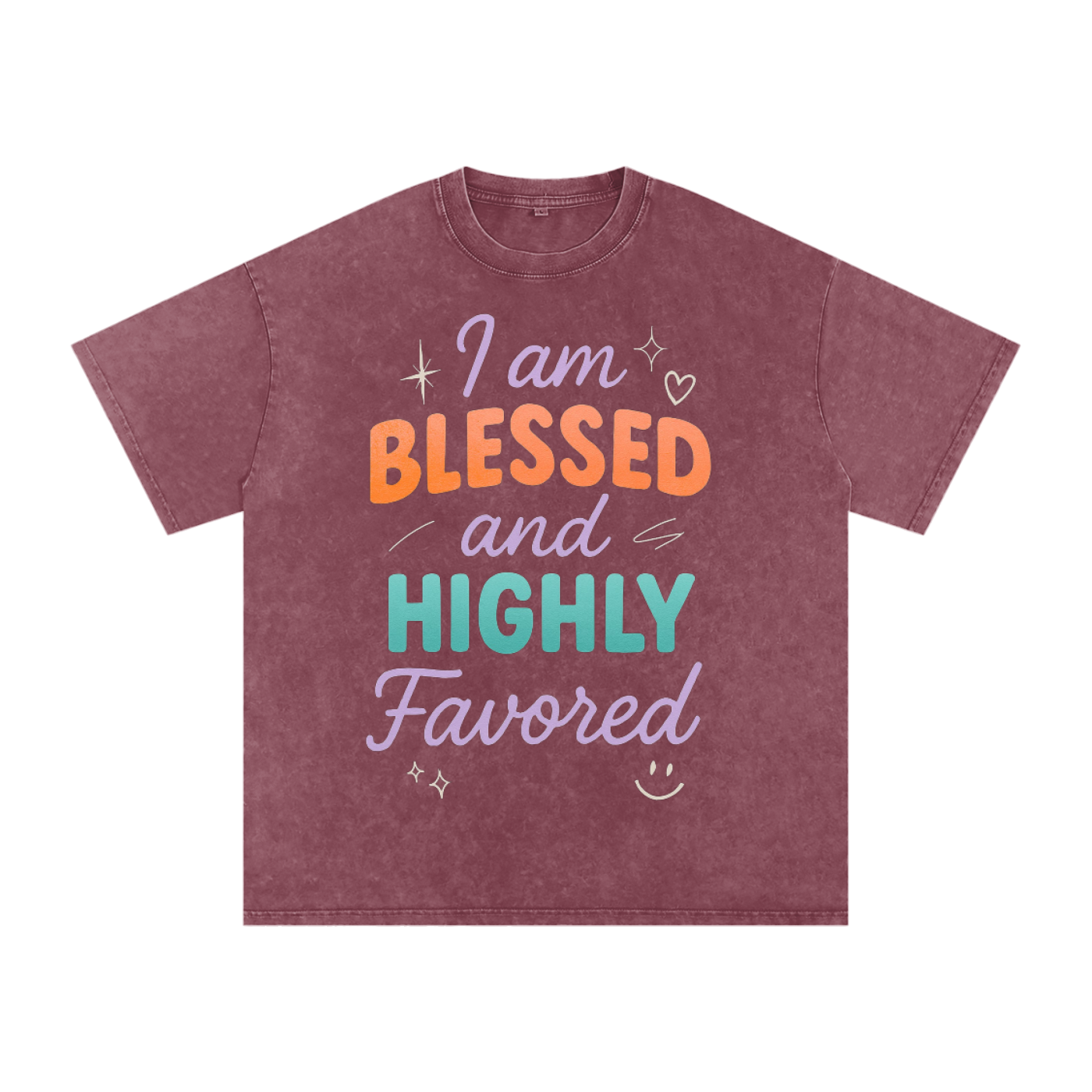 I Am Blessed and Highly Favored Snow Washed Oversized Cotton T-Shirt | Faith-Based |Christian Streetwear