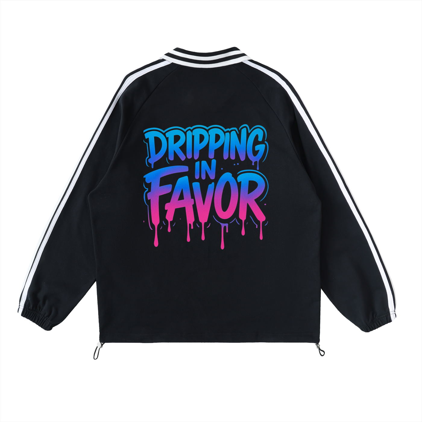 Dripping in Favor Contrast Unisex Striped Lapel Collar Sweatshirt