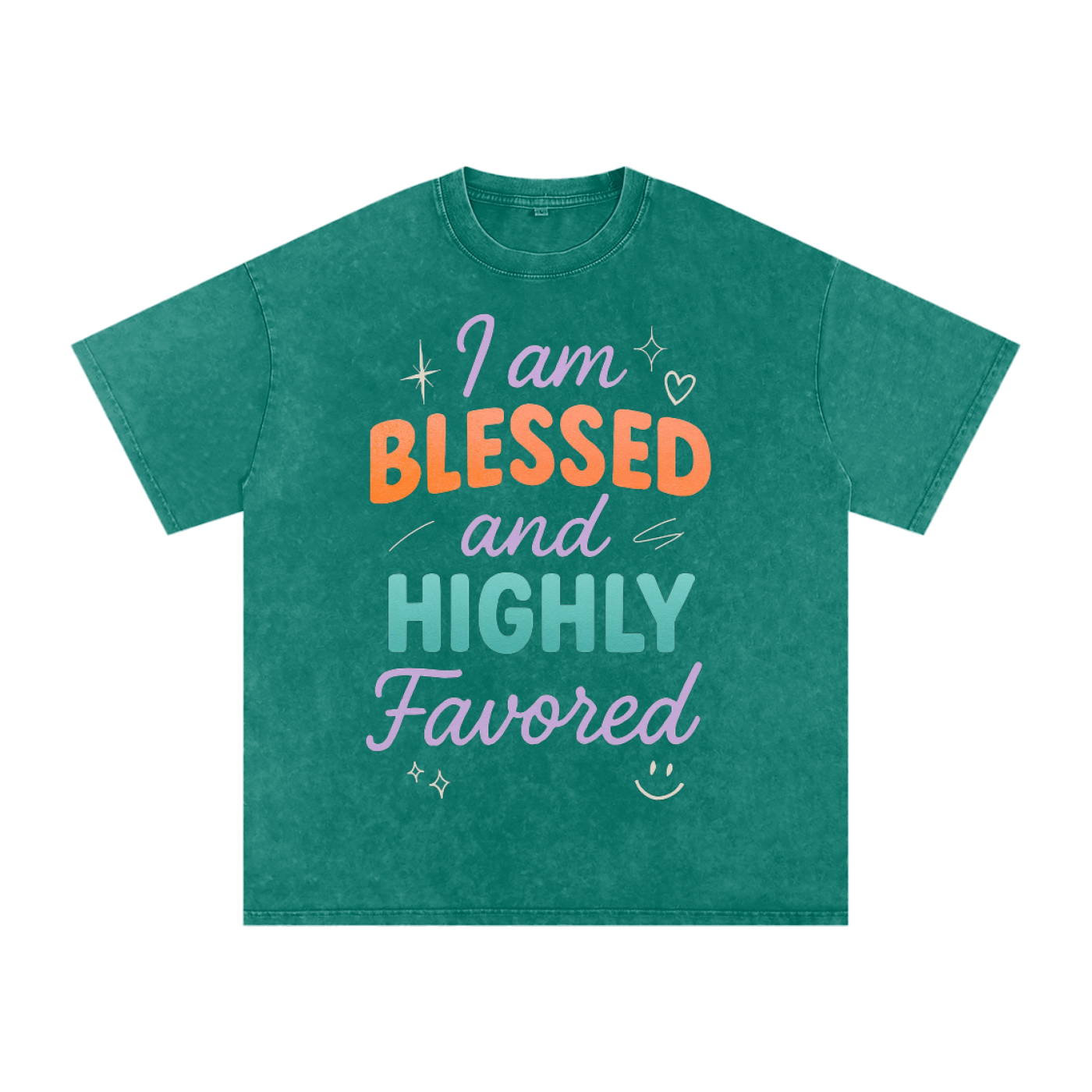I Am Blessed and Highly Favored Snow Washed Oversized Cotton T-Shirt | Faith-Based |Christian Streetwear