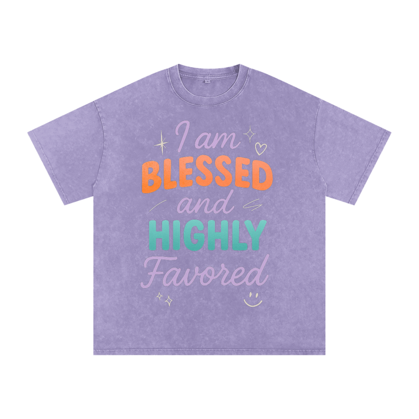 I Am Blessed and Highly Favored Snow Washed Oversized Cotton T-Shirt | Faith-Based |Christian Streetwear