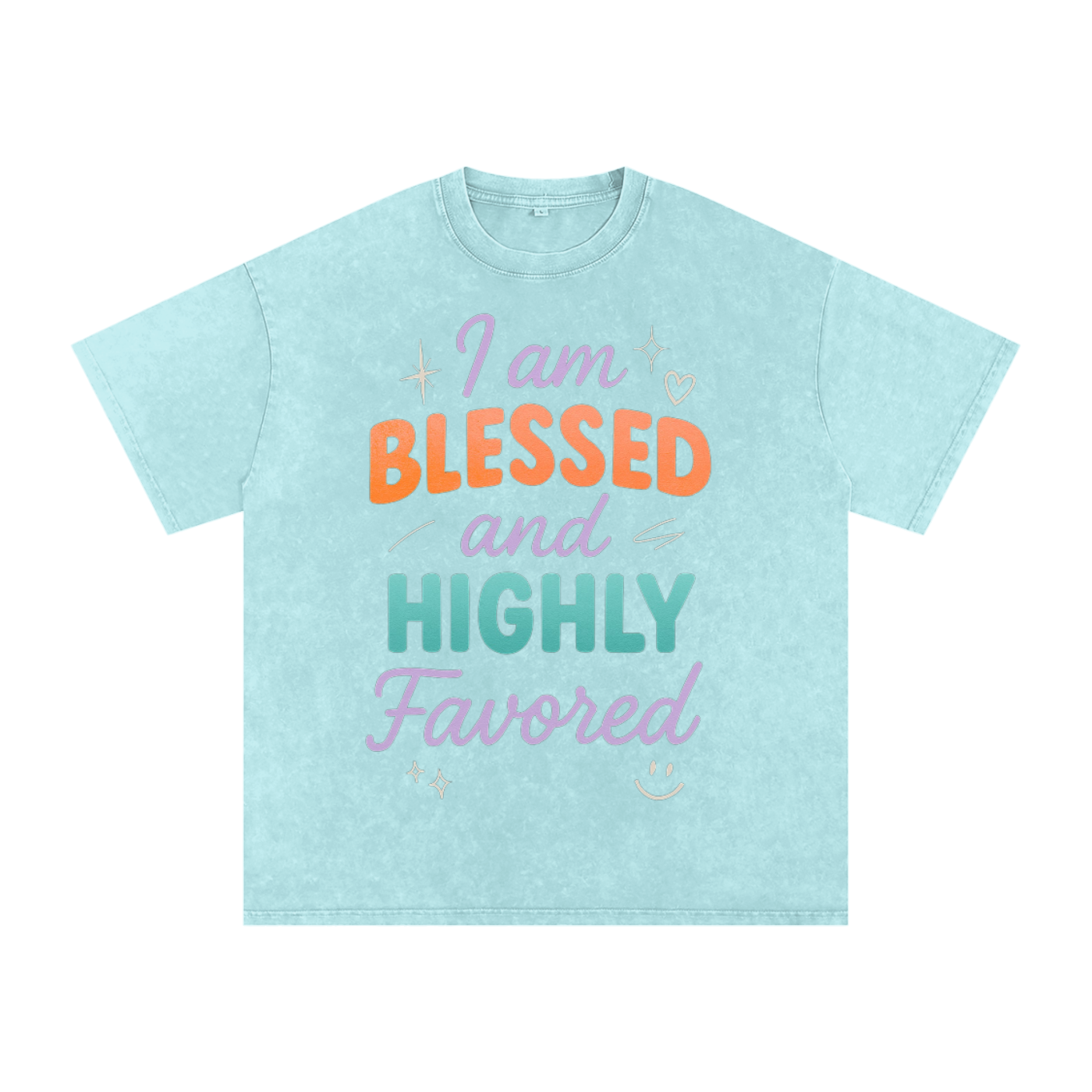 I Am Blessed and Highly Favored Snow Washed Oversized Cotton T-Shirt | Faith-Based |Christian Streetwear