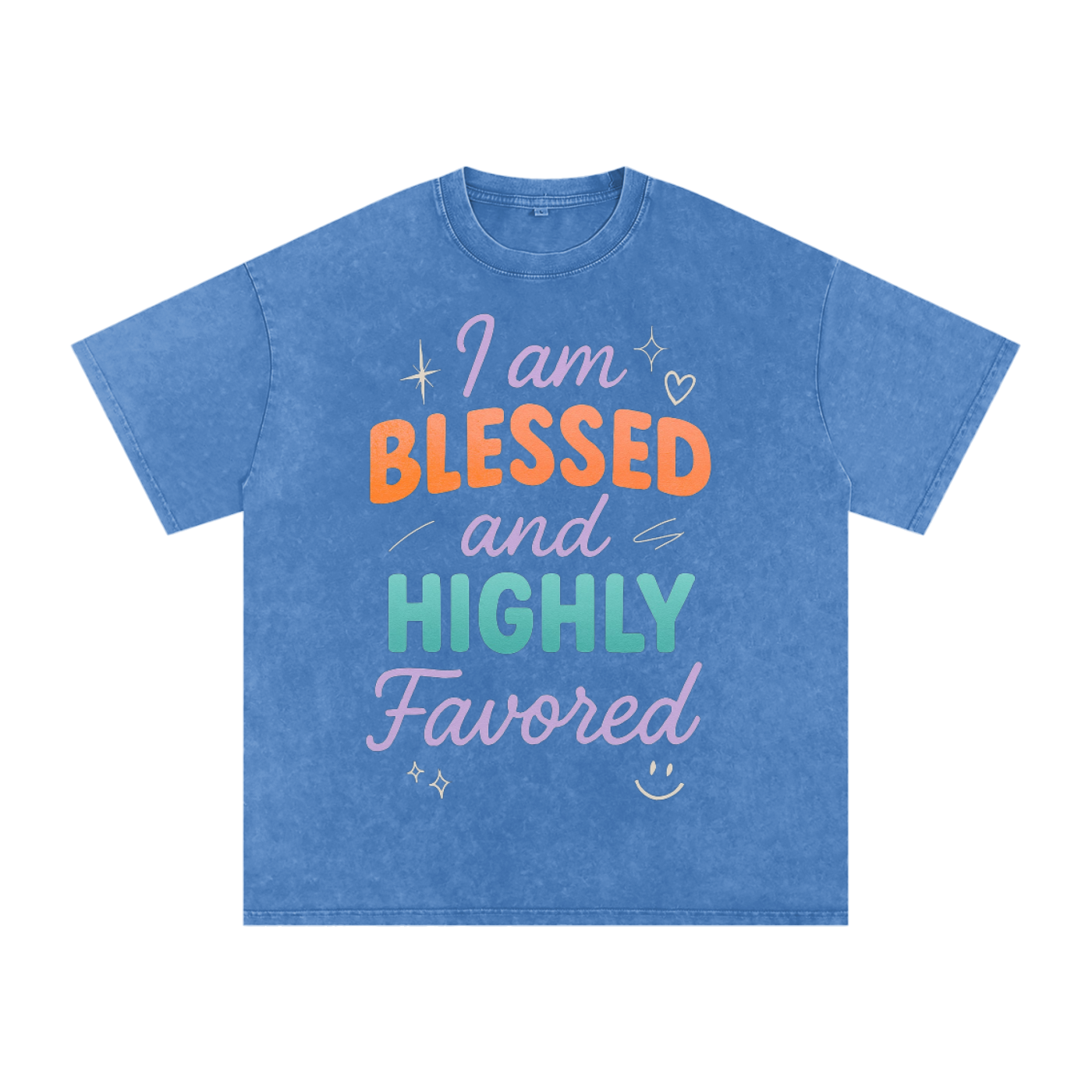 I Am Blessed and Highly Favored Snow Washed Oversized Cotton T-Shirt | Faith-Based |Christian Streetwear