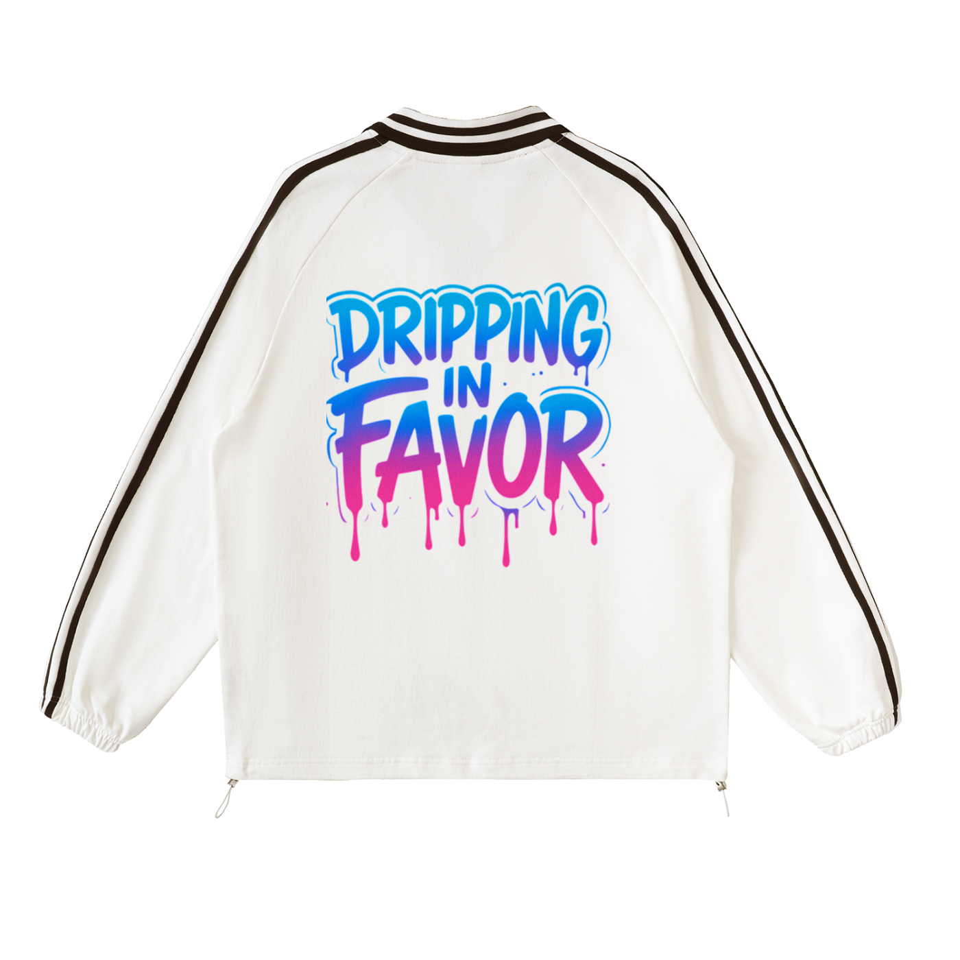 Dripping in Favor Contrast Unisex Striped Lapel Collar Sweatshirt