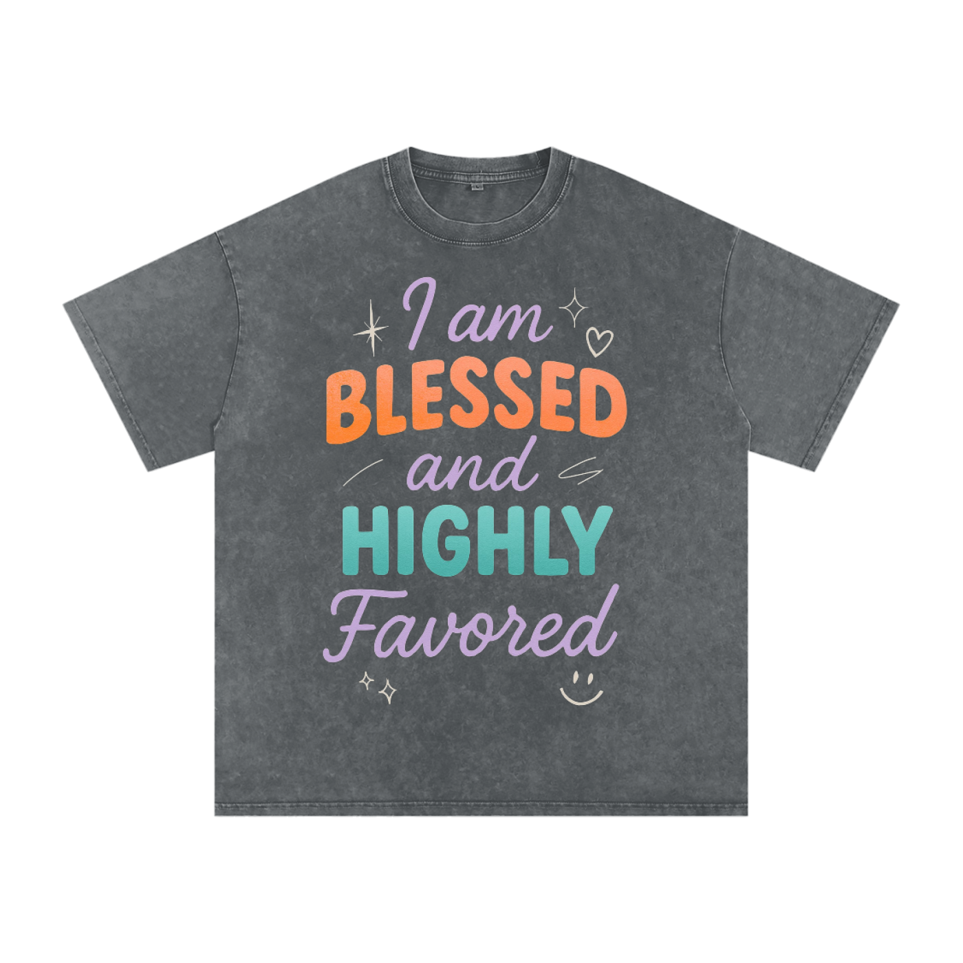 I Am Blessed and Highly Favored Snow Washed Oversized Cotton T-Shirt | Faith-Based |Christian Streetwear