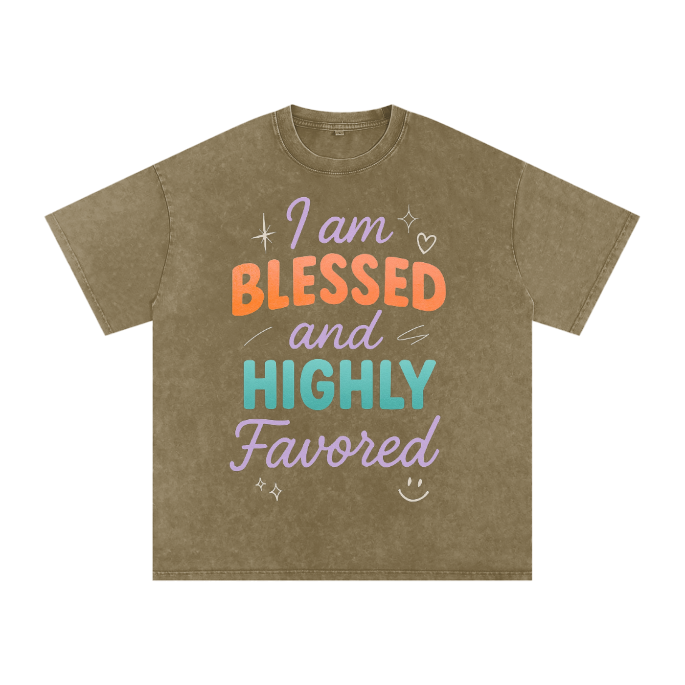 I Am Blessed and Highly Favored Snow Washed Oversized Cotton T-Shirt | Faith-Based |Christian Streetwear