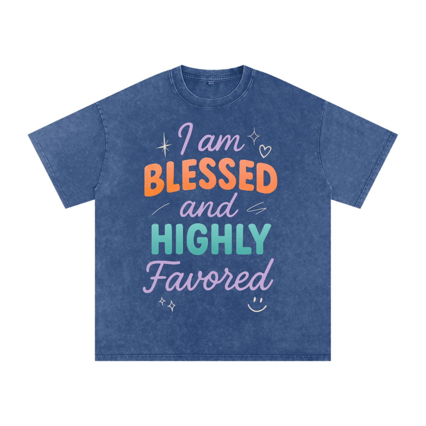 I Am Blessed and Highly Favored Snow Washed Oversized Cotton T-Shirt | Faith-Based |Christian Streetwear