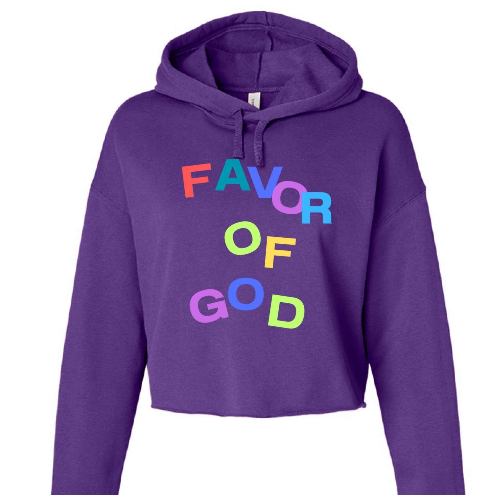Favor of God Women Crop Top Hoodie | Faith wear with Purpose | Christian | religious| inspirational
