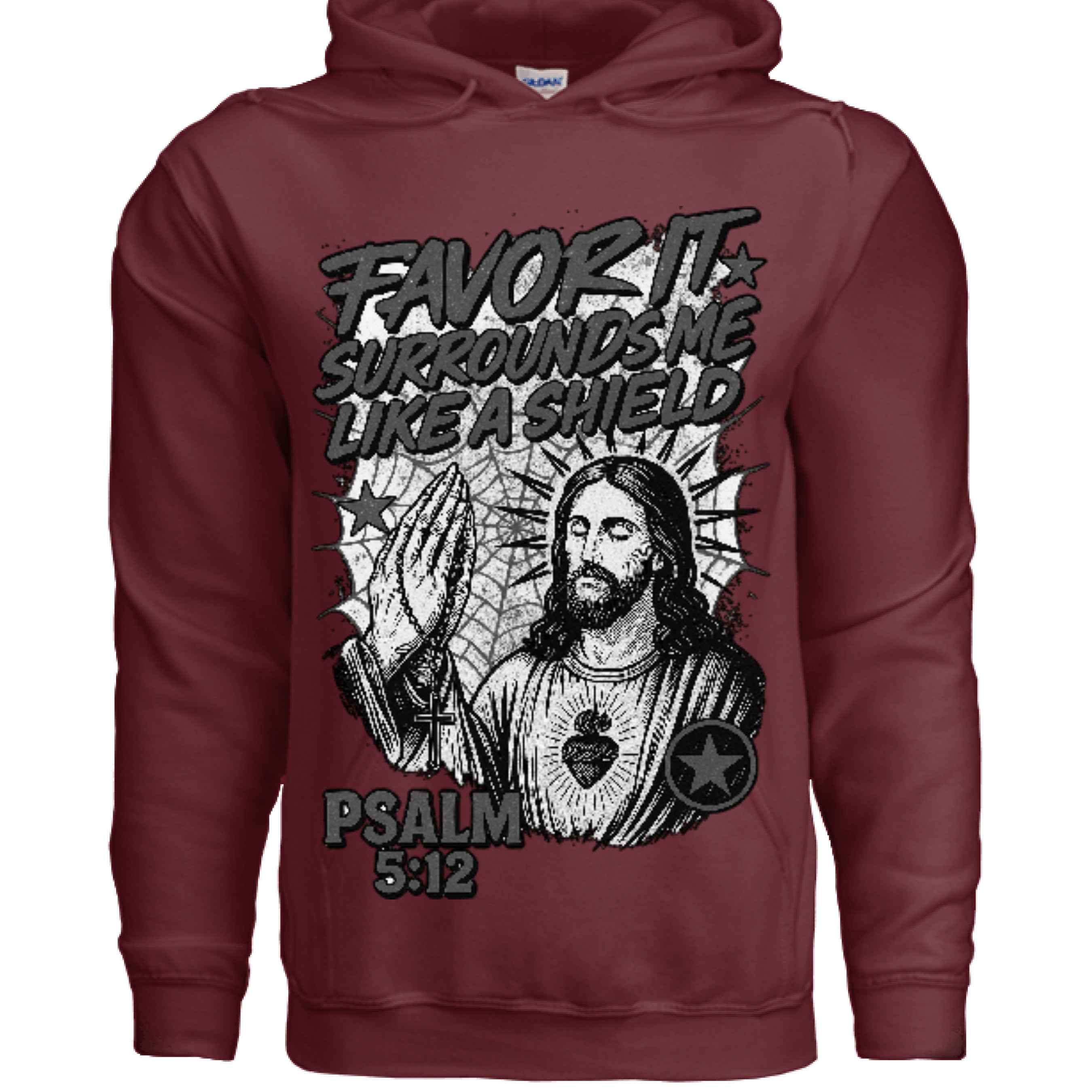 Favor of God “Favor It Surrounds Me Like a Shield” Hoodie – Psalm 5:12 | Christian Hoodie |Faith|