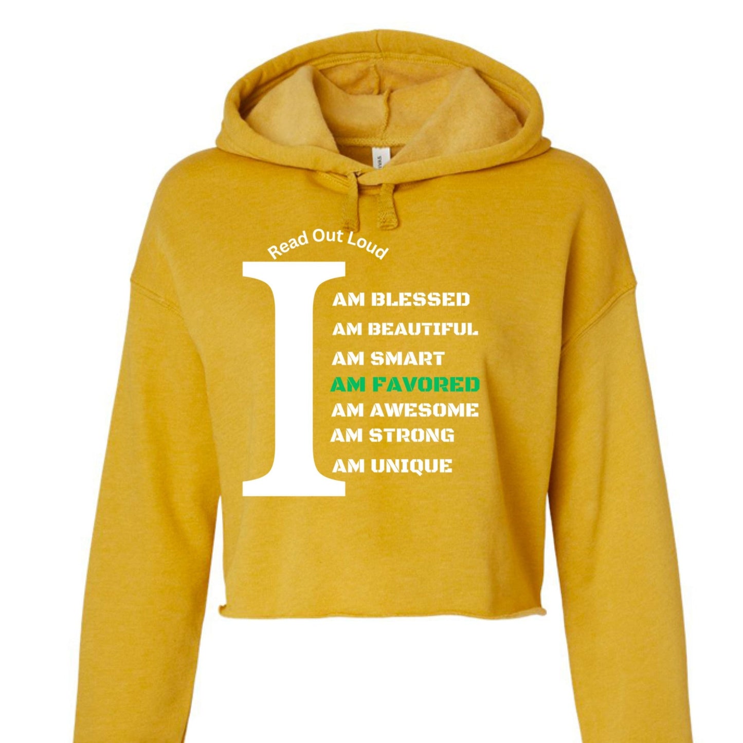 Read Out Aloud “I Am Favored” Women’s Croptop Hoodie – Declare It. Wear It. Believe It. - FAVOR OF GOD CLOTHING