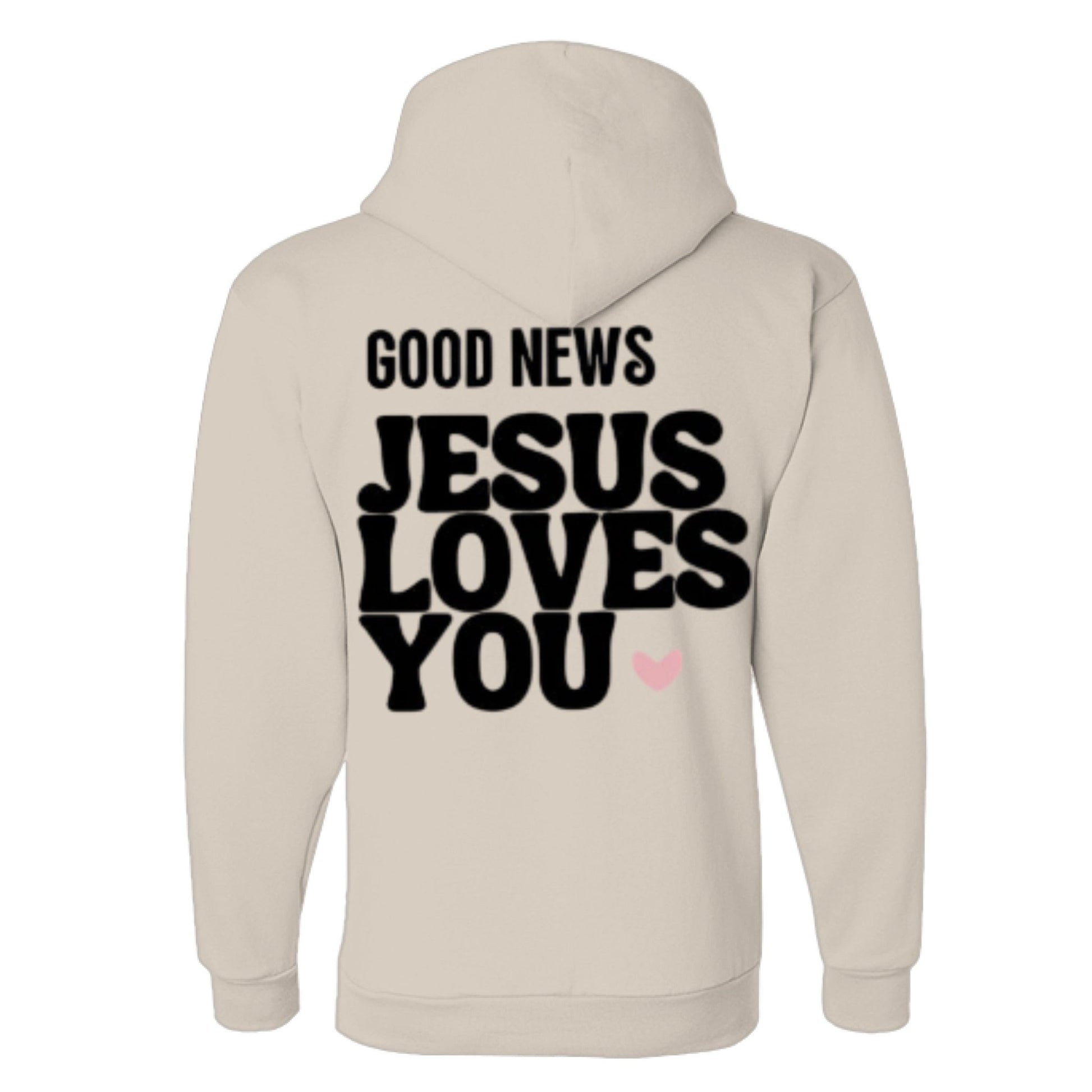 Unisex Fleece Hoodie with 'Good News Jesus Loves You' Design | Faith Apparel, Gift for Christians, Cozy Church Wear, Inspirational Gift - FAVOR OF GOD CLOTHING