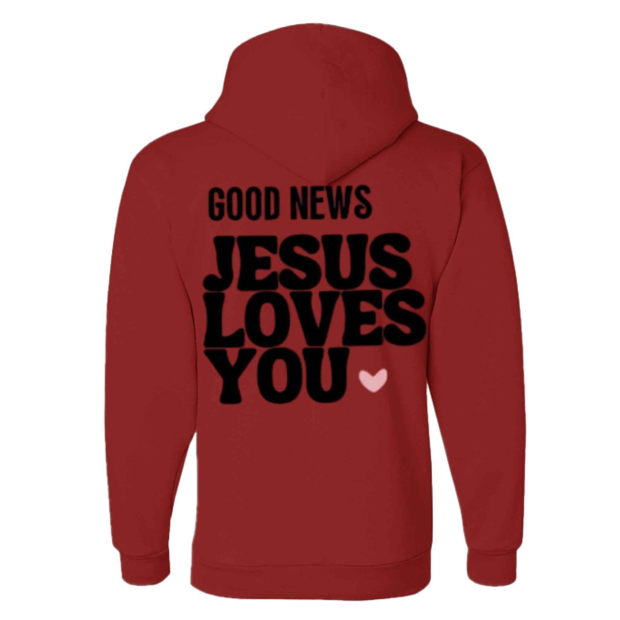 Unisex Fleece Hoodie with Good News Jesus Loves You&