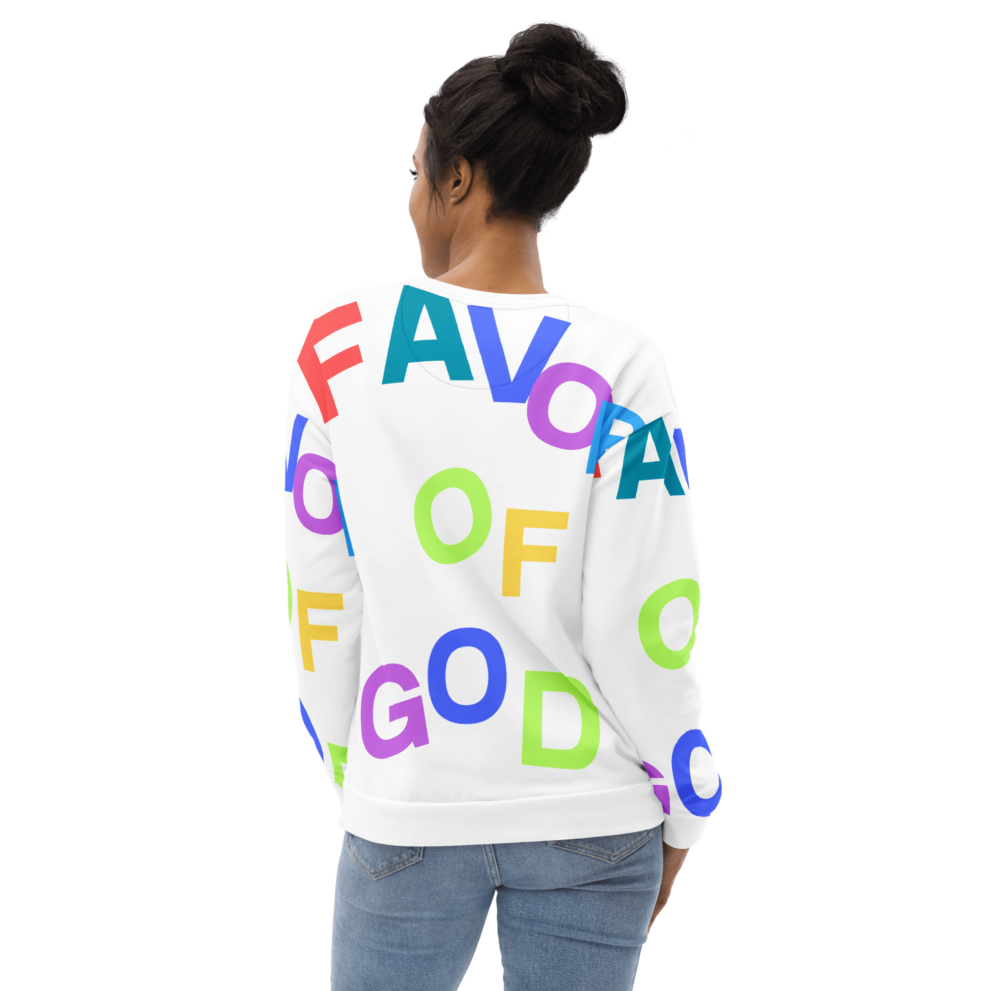 Women Favor of God All over Print Sweatshirt | Christian clothing |Faith |religious |inspirational - FAVOR OF GOD CLOTHING