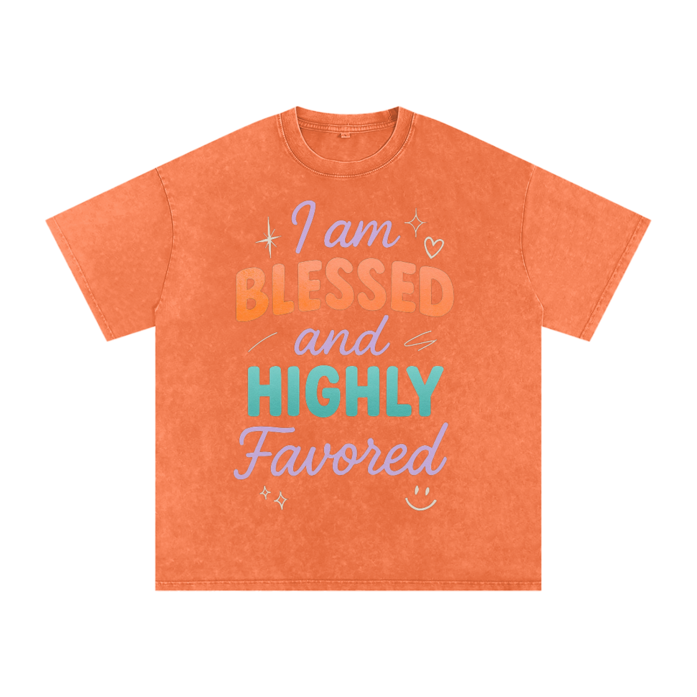 I Am Blessed and Highly Favored Snow Washed Oversized Cotton T-Shirt | Faith-Based |Christian Streetwear