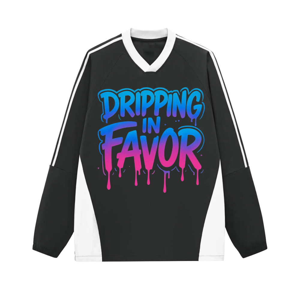 Dripping in Favor Colorblock V-neck Long Sleeve Shirt