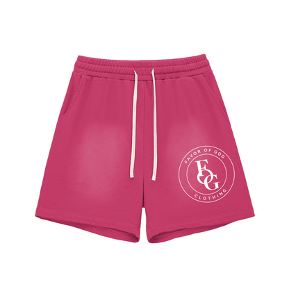 Favor of God Sun Fade Raw Edge Cotton Shorts