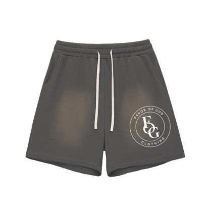 Favor of God Sun Fade Raw Edge Cotton Shorts