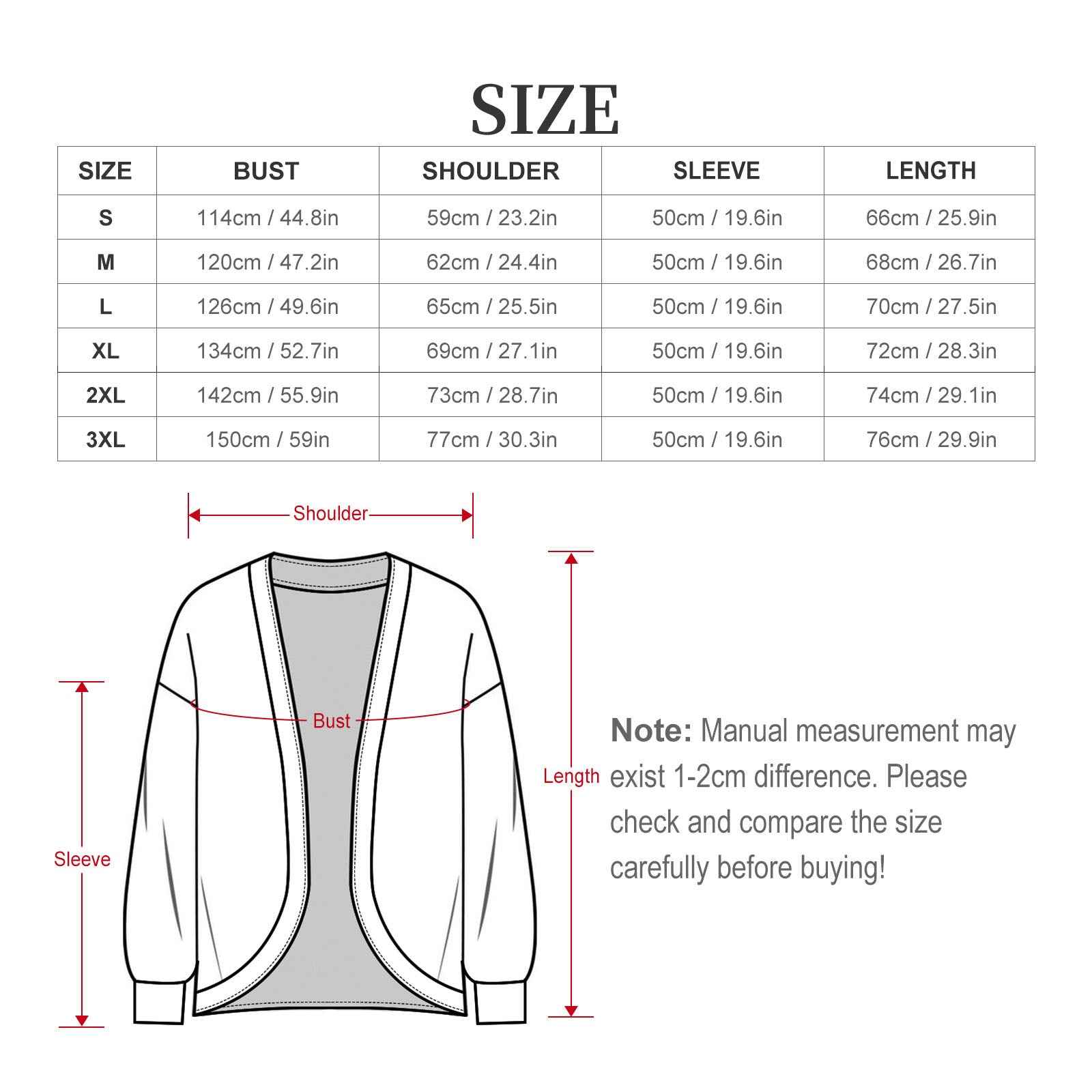 Size chart for Favor All-Over Print Statement Women&