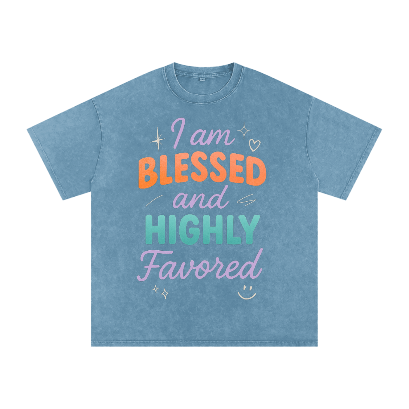 I Am Blessed and Highly Favored Snow Washed Oversized Cotton T-Shirt | Faith-Based |Christian Streetwear