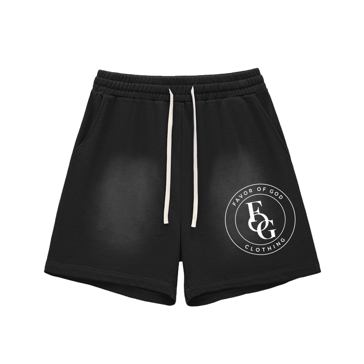 Favor of God Sun Fade Raw Edge Cotton Shorts