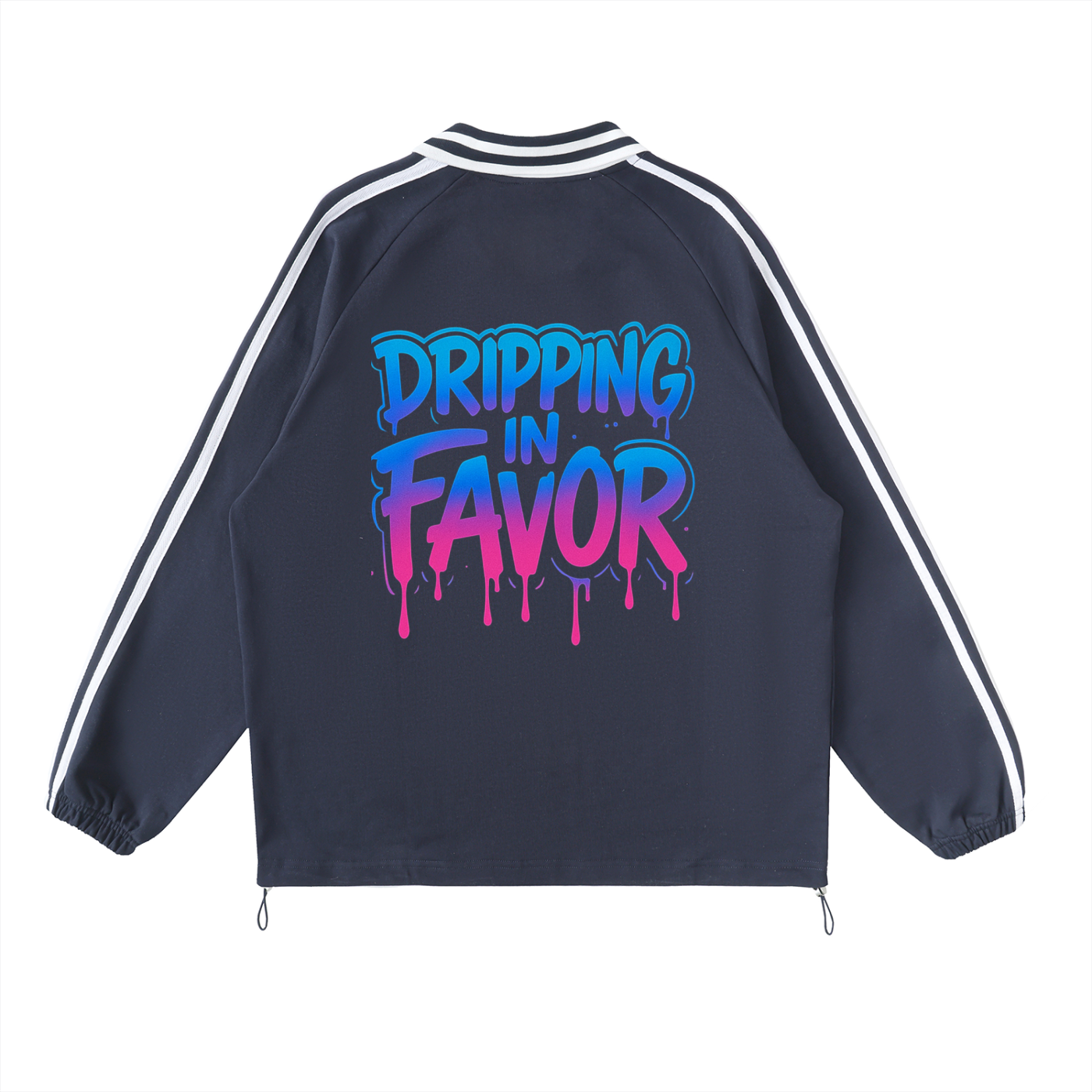 Dripping in Favor Contrast Unisex Striped Lapel Collar Sweatshirt