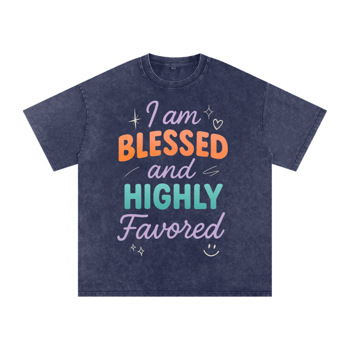 I Am Blessed and Highly Favored Snow Washed Oversized Cotton T-Shirt | Faith-Based |Christian Streetwear