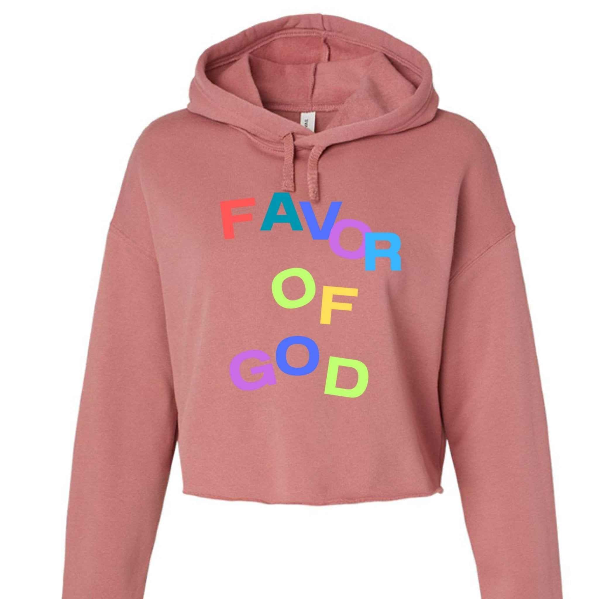 Favor of God Women Crop Top Hoodie | Faith wear with Purpose | Christian | religious| inspirational