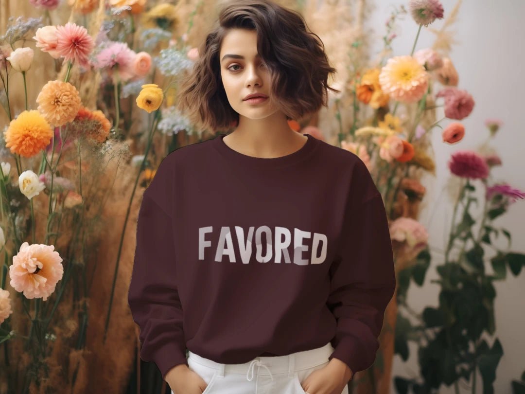 Favored Unisex Sweatshirt| Christian clothing | faith-based fashion | religious | Christian hoodies - FAVOR OF GOD CLOTHING