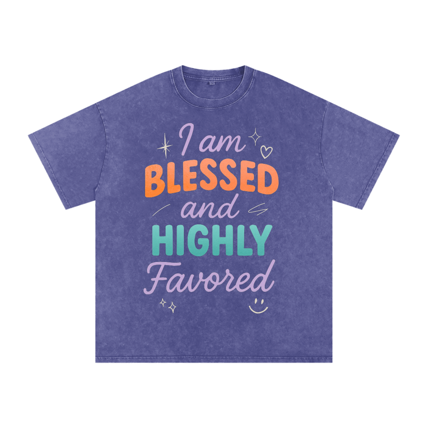 I Am Blessed and Highly Favored Snow Washed Oversized Cotton T-Shirt | Faith-Based |Christian Streetwear