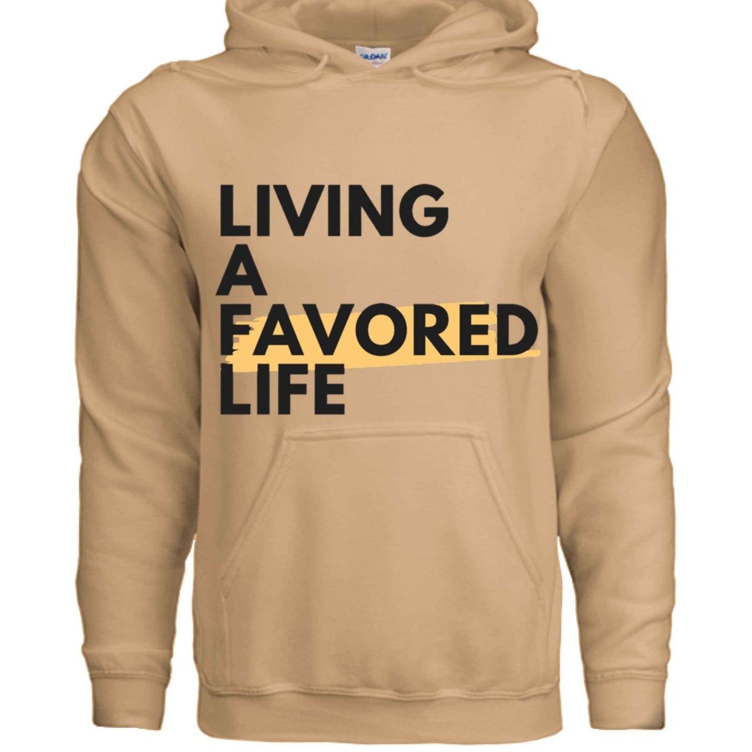 Christian Hoodie  Living a Favored Life Faith Apparel