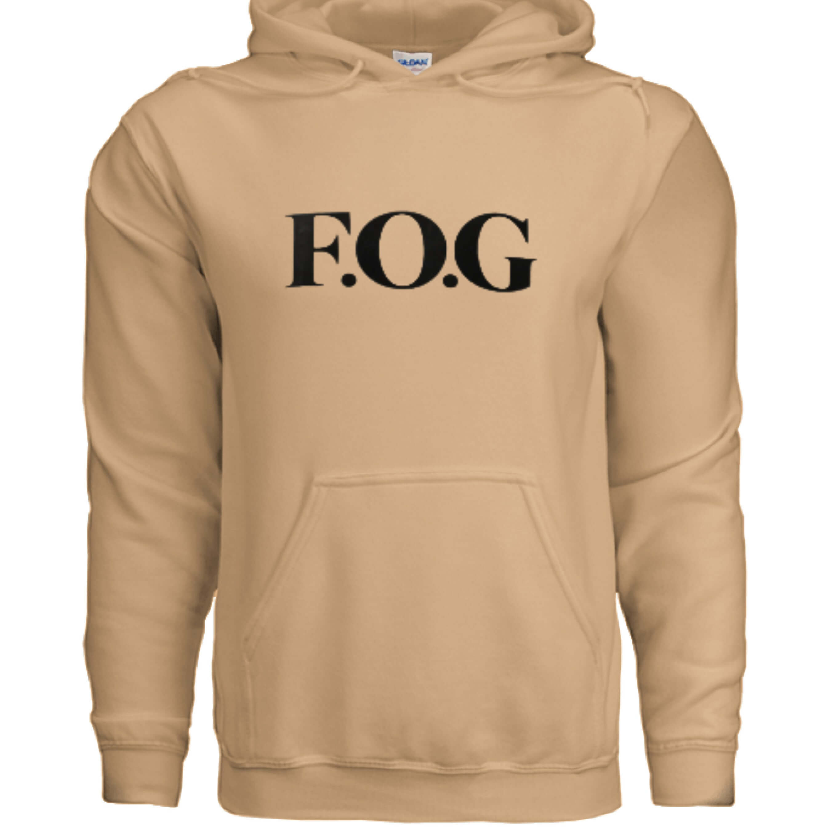 Christian Hoodie - F.O.G Signature Unisex Faith Streetwear in old gold featuring prominent F.O.G logo.