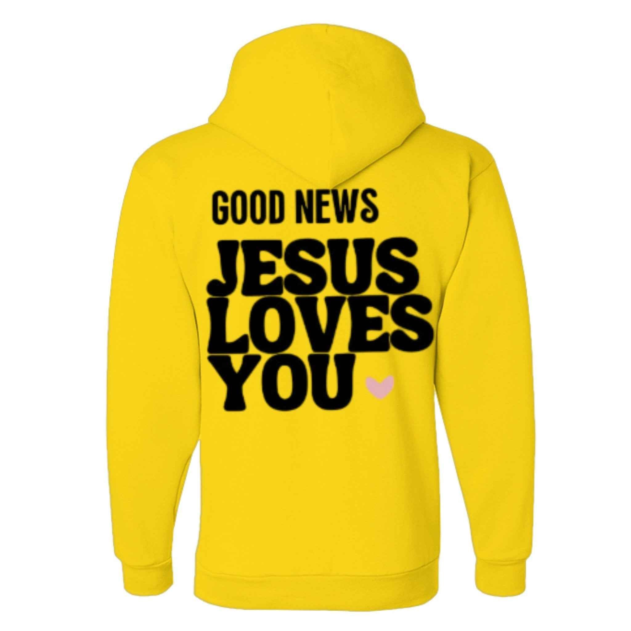 Unisex Fleece Hoodie with Good News Jesus Loves You&