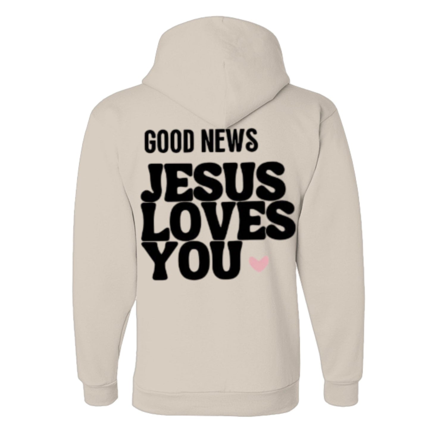 Unisex Fleece Hoodie with 'Good News Jesus Loves You' Design | Faith Apparel, Gift for Christians, Cozy Church Wear, Inspirational Gift - FAVOR OF GOD CLOTHING