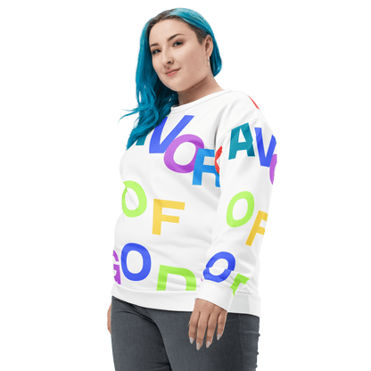 Women Favor of God All over Print Sweatshirt | Christian clothing |Faith |religious |inspirational - FAVOR OF GOD CLOTHING